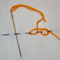 Anleitungsbilder Vorstich, chinesisch durchzogen